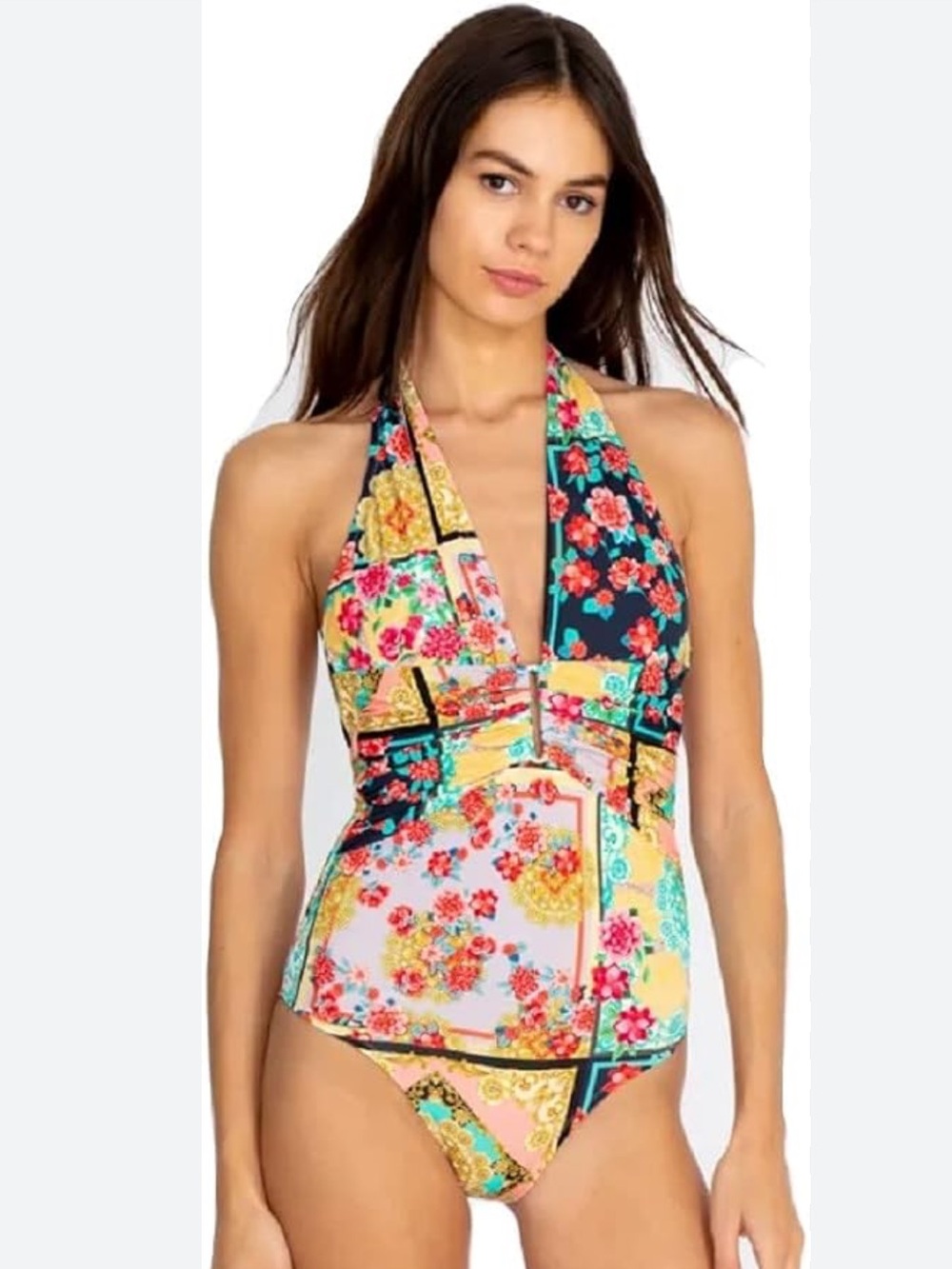 Johnny Was Japer Plunge 1 Piece Bathing Suit M NWT